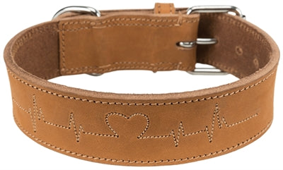 Trixie Halsband Hond Rustic Vetleer Heartbeat Bruin 47-55X4 Cm