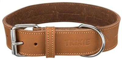 Trixie Halsband Hond Rustic Vetleer Heartbeat Bruin 47-55X4 Cm