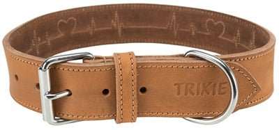 Trixie Halsband Hond Rustic Vetleer Heartbeat Bruin 47-55X4 Cm