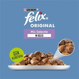 FELIX POUCH ORIGINAL IN GELEI MIX BOX RUND / KIP / TONIJN / ZALM